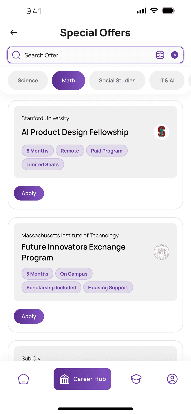 Offers & scholarships